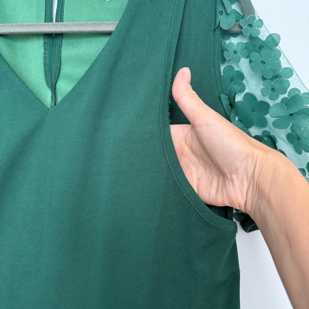 ⭐️HOST PICK⭐️ Green Breastfeeding Dress with Floral Sleeves